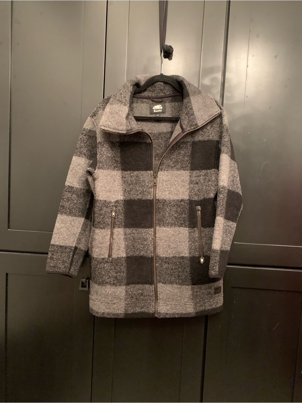 Roots Seymour Women's Black & Gray Plaid Pea Coat